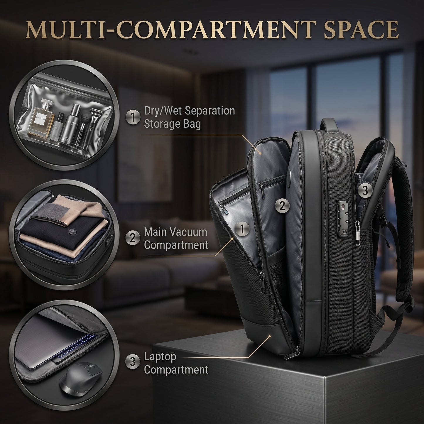 OnePack Vacuum Compression Travel Backpack